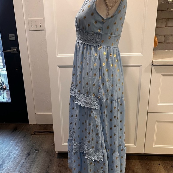 Bikinishe Blue Chiffon Boho tiered maxi dress - Picture 4 of 14